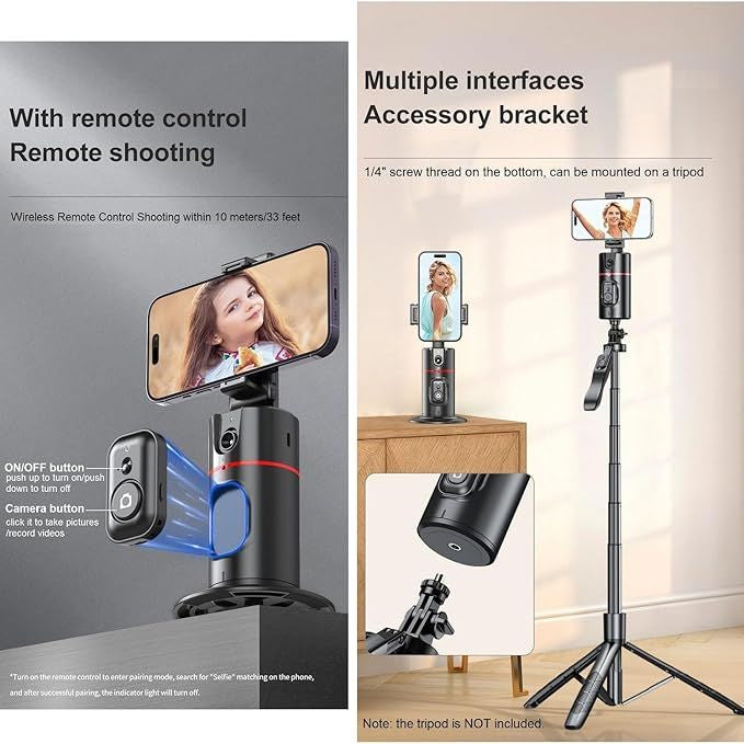 Auto Face Tracking Tripod with Smart Motion Sensor – 360° Rotation for Vlogging, TikTok, Live Streaming & Video Calls