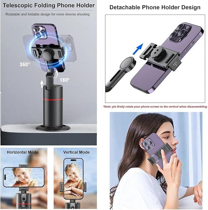 Auto Face Tracking Tripod with Smart Motion Sensor – 360° Rotation for Vlogging, TikTok, Live Streaming & Video Calls