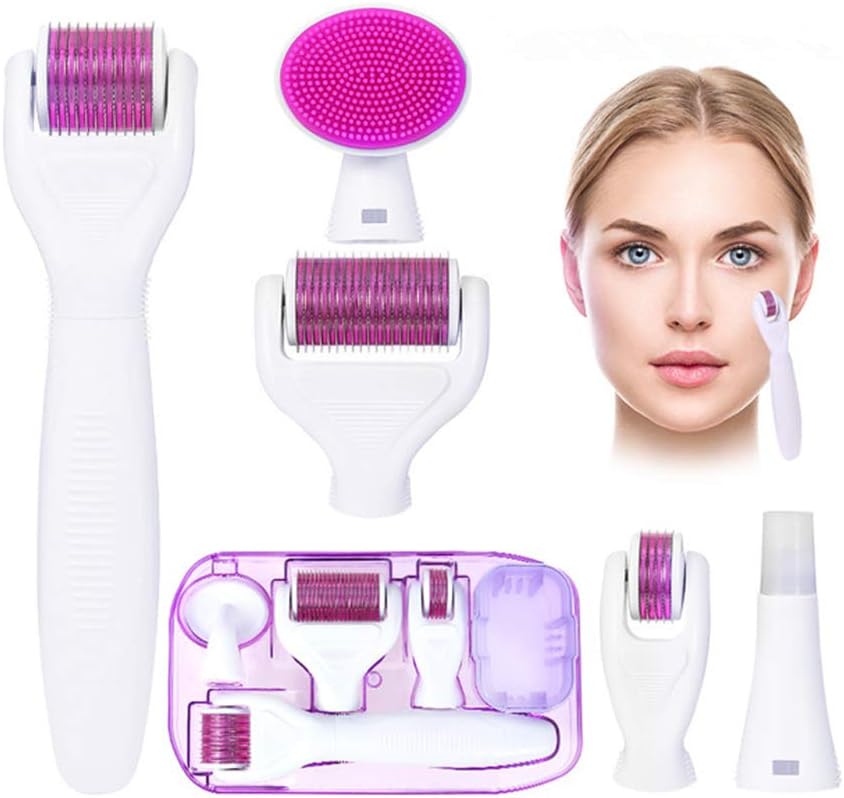 6-in-1 Derma Roller System for Face & Body – Microneedling Kit with Replaceable Heads