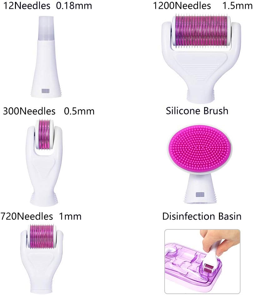 6-in-1 Derma Roller System for Face & Body – Microneedling Kit with Replaceable Heads