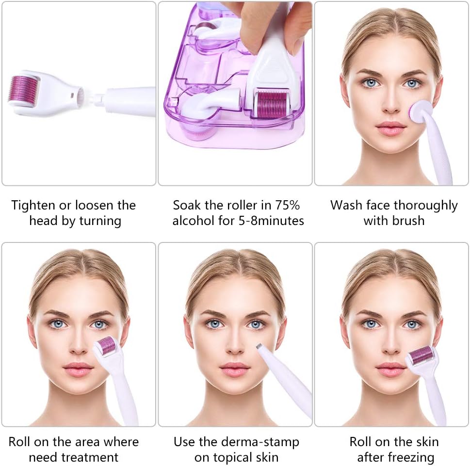 6-in-1 Derma Roller System for Face & Body – Microneedling Kit with Replaceable Heads