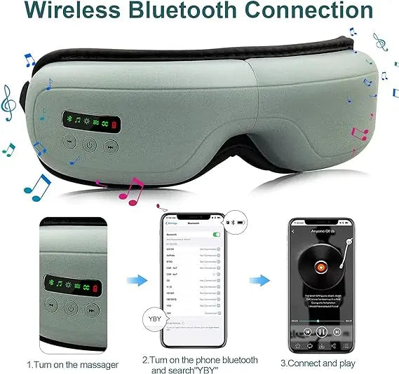 Electric Eye Massager with Heat & Vibration – Bluetooth Music & Air Compression Therapy uniglow