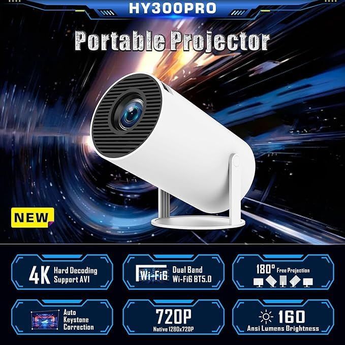 Mini Round Projector – Portable Home Theater & Ambient Light