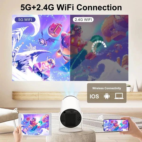Mini Round Projector – Portable Home Theater & Ambient Light
