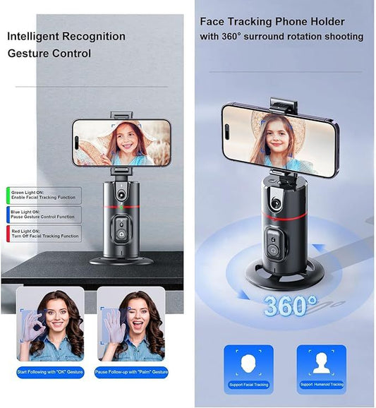 Auto Face Tracking Tripod with Smart Motion Sensor – 360° Rotation for Vlogging, TikTok, Live Streaming & Video Calls