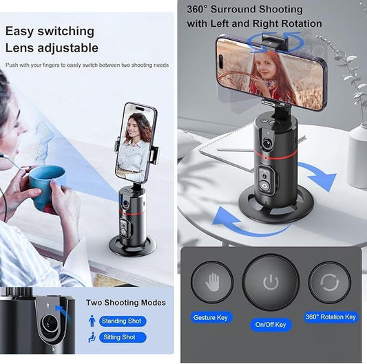 Auto Face Tracking Tripod with Smart Motion Sensor – 360° Rotation for Vlogging, TikTok, Live Streaming & Video Calls