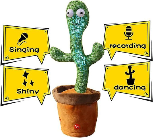 Dancing Cactus Toy with Music, Voice Recording & LED Lights – Fun Interactive Plush Toy for Kids & Babies