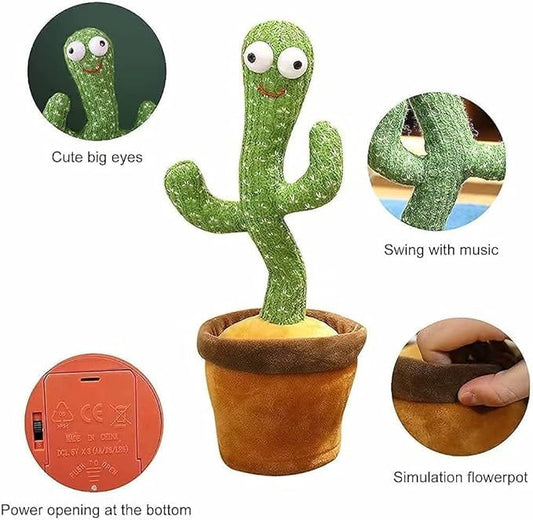 Dancing Cactus Toy with Music, Voice Recording & LED Lights – Fun Interactive Plush Toy for Kids & Babies
