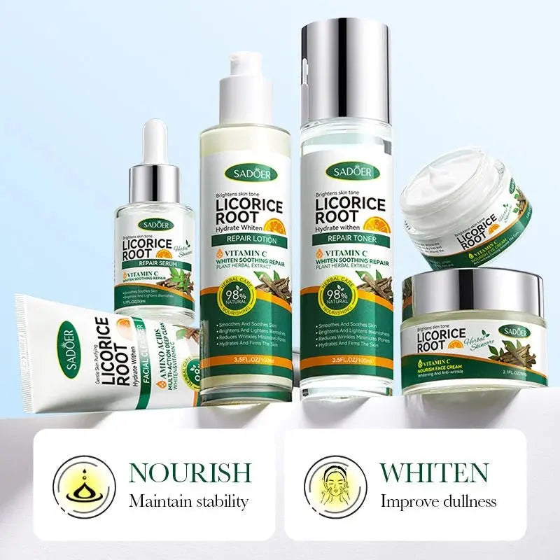 Sadoer Licorice Root Whitening Skin Care Set – Original, Brightening & Revitalizing uniglowStore